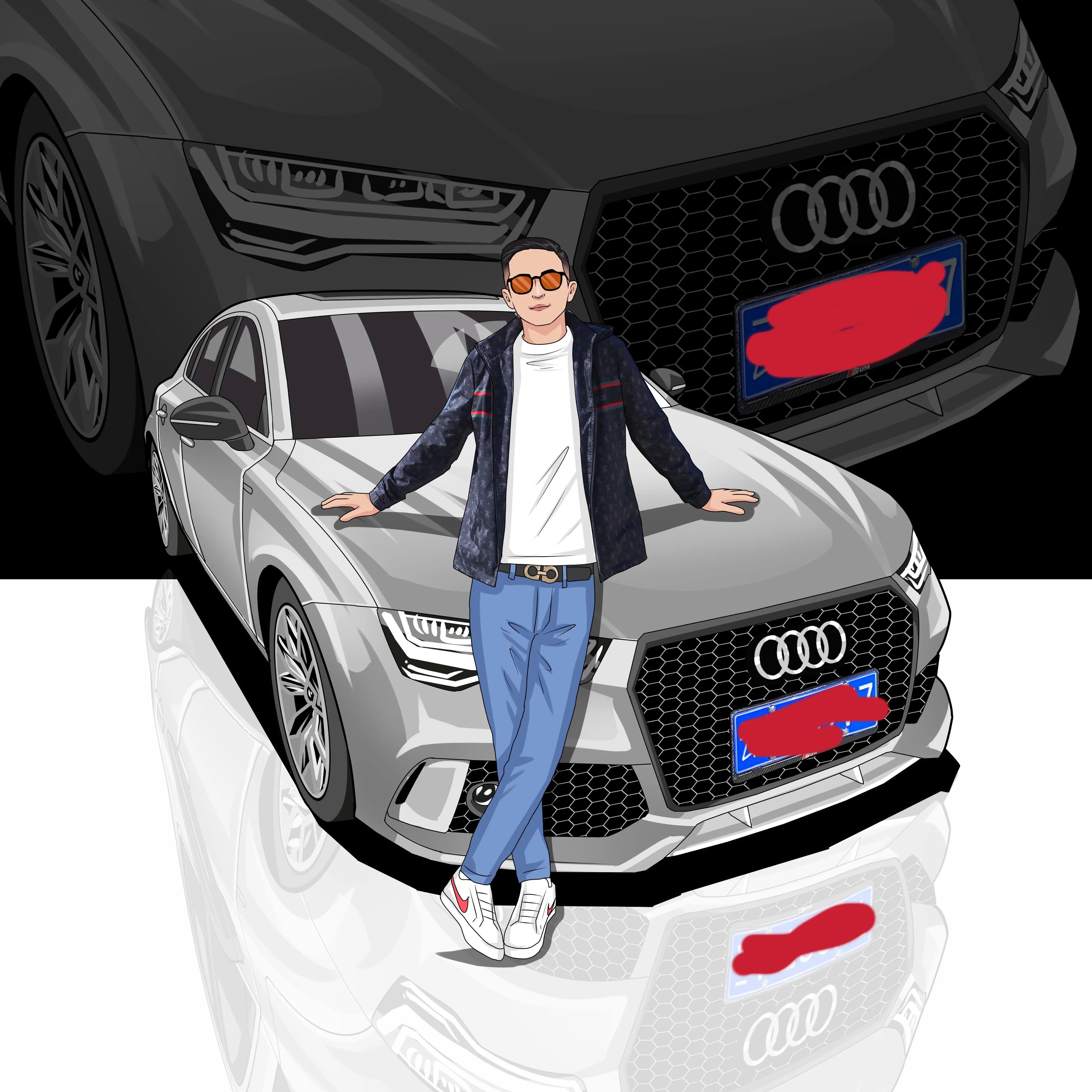 手绘汽车头像带车牌号,大众手绘汽车头像