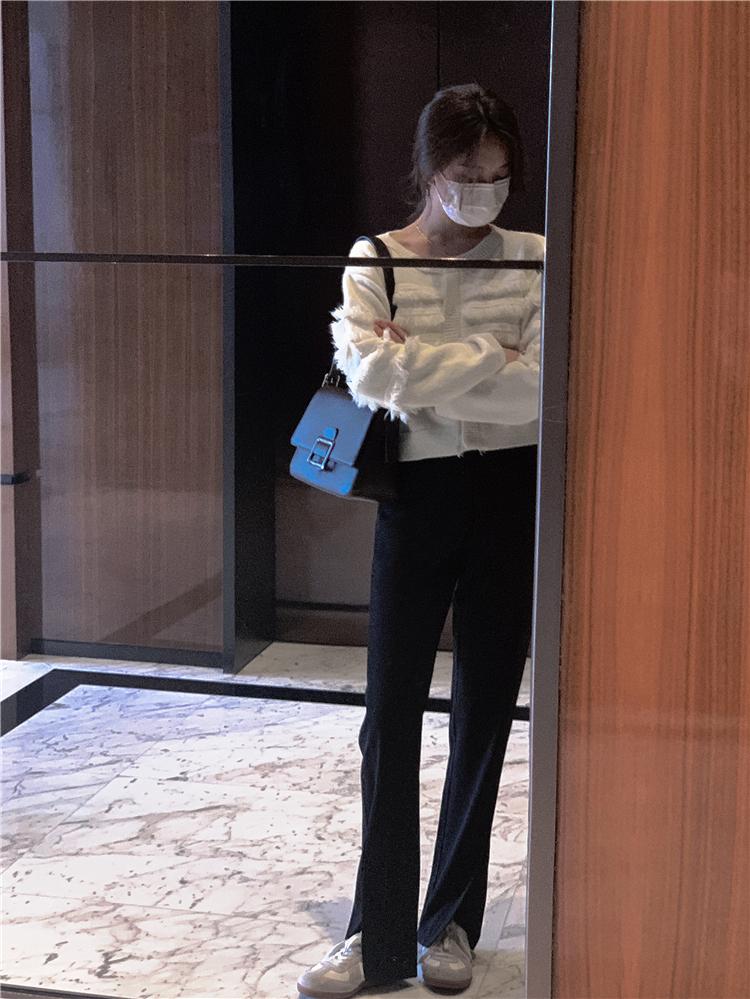 收腿小脚裤,开叉小脚裤