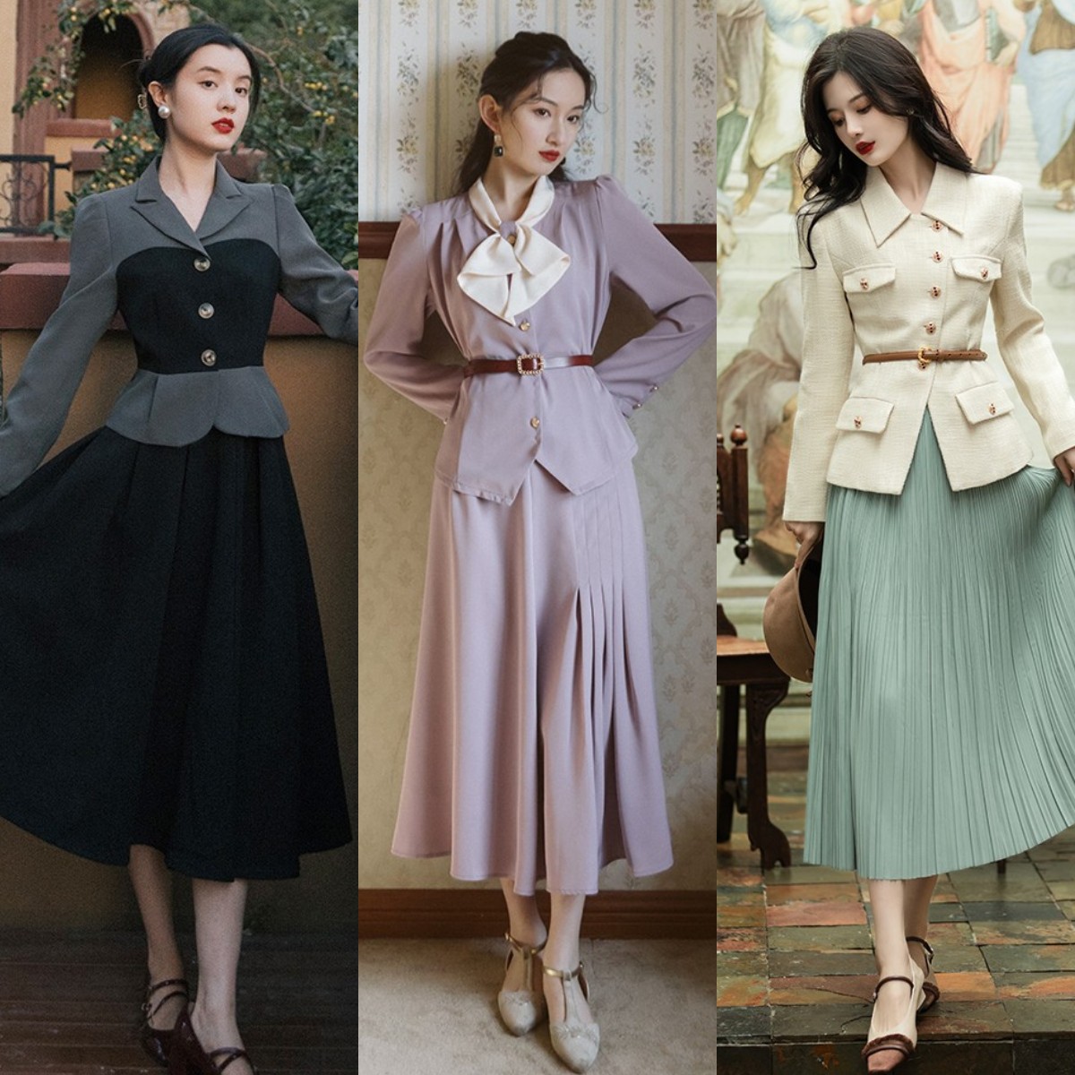 赫本的长裙100个经典穿搭,赫本长裙穿搭