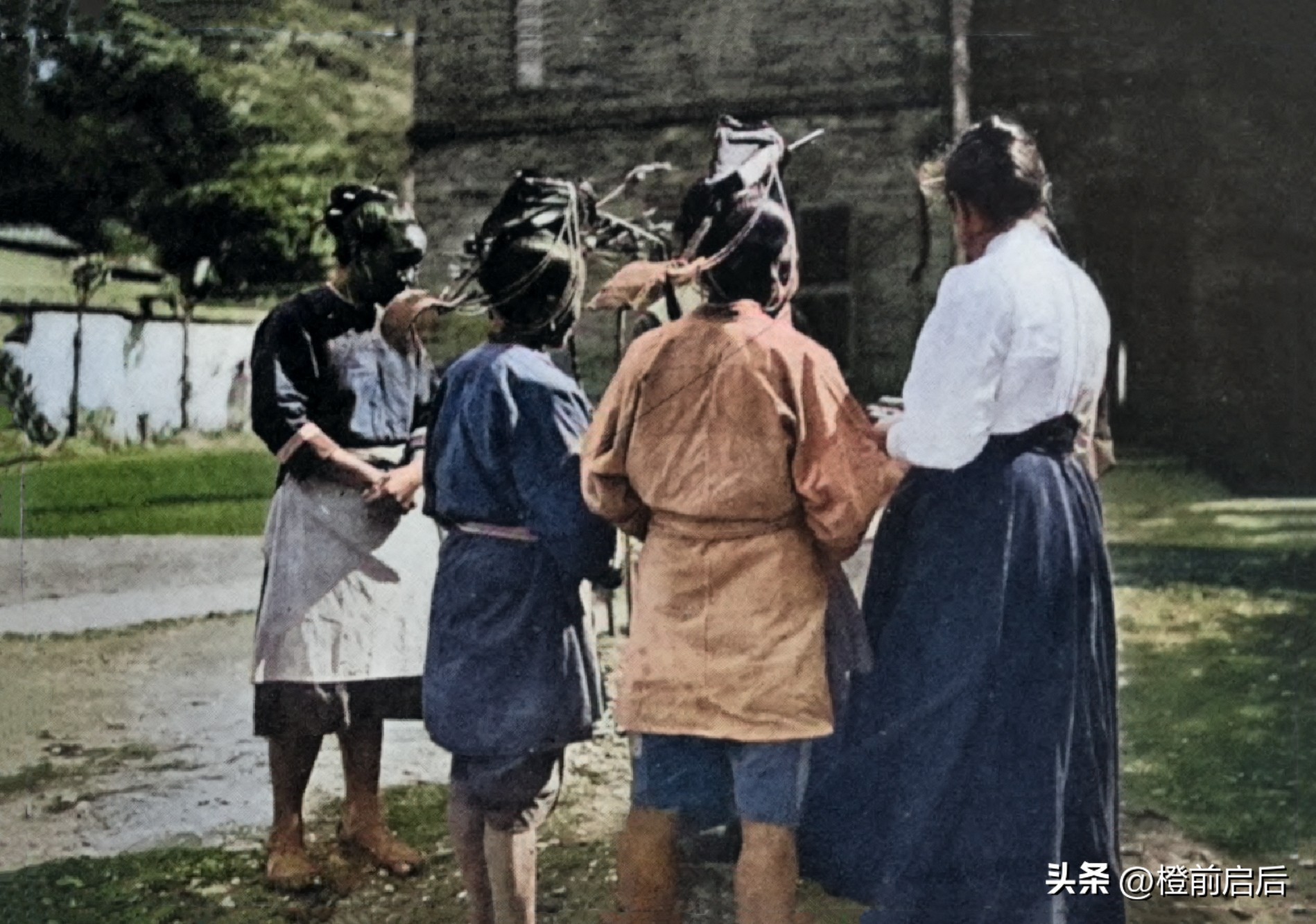 超清彩修复！1911年的福建福州，新娘头上扣竹篓，竟然还有弃婴塔