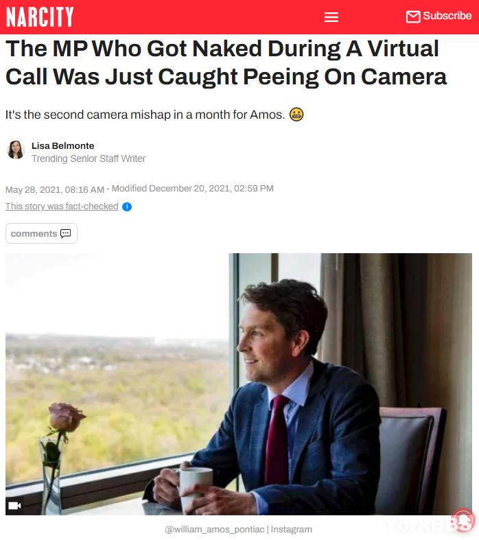 糗大了！加拿大国会议员居然在议院视频会时直播上厕所