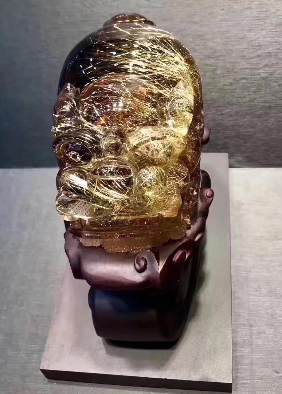 天然水晶原石超大摆件,天然水晶18寸黄色天然水晶球摆件