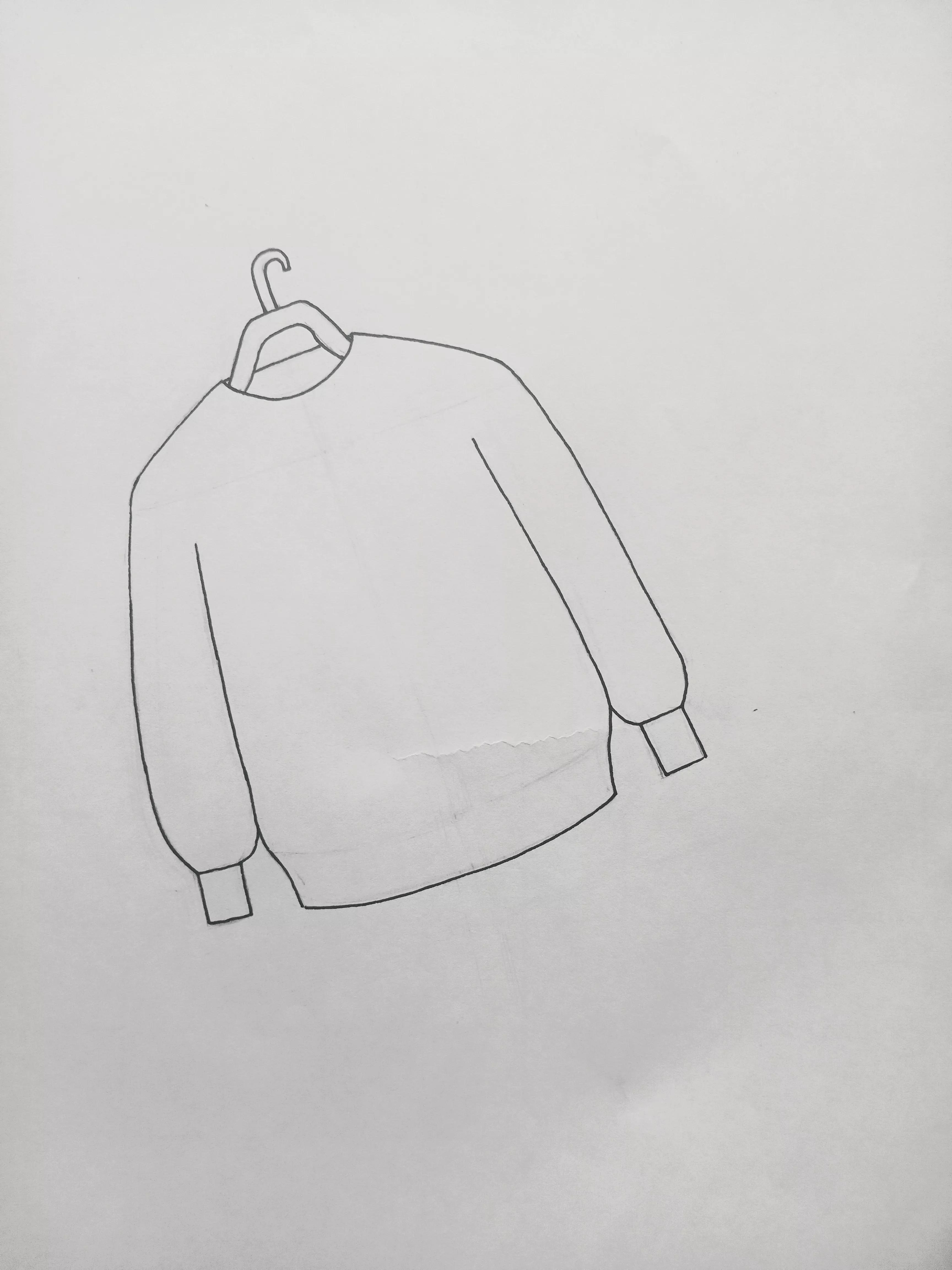 画毛衣线描画,女生红色毛衣线稿绘画教程