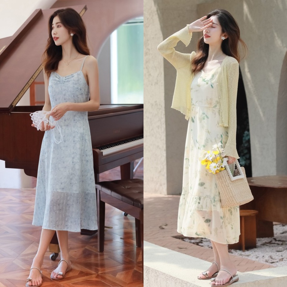 听说春天和碎花裙更配,夏天小碎花连衣裙搭配什么鞋子穿