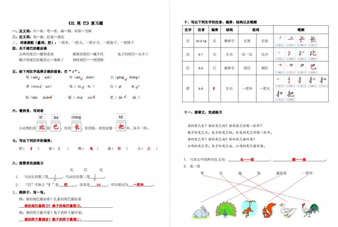 一年级语文比尾巴优质课堂实录,一年级上册语文6比尾巴课文