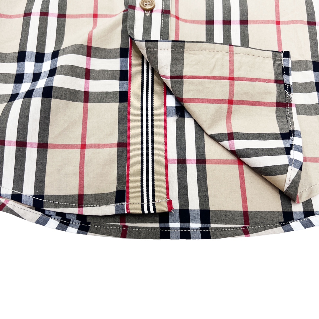 burberry长袖府绸衬衫门襟暗扣,burberry格纹字母衬衫