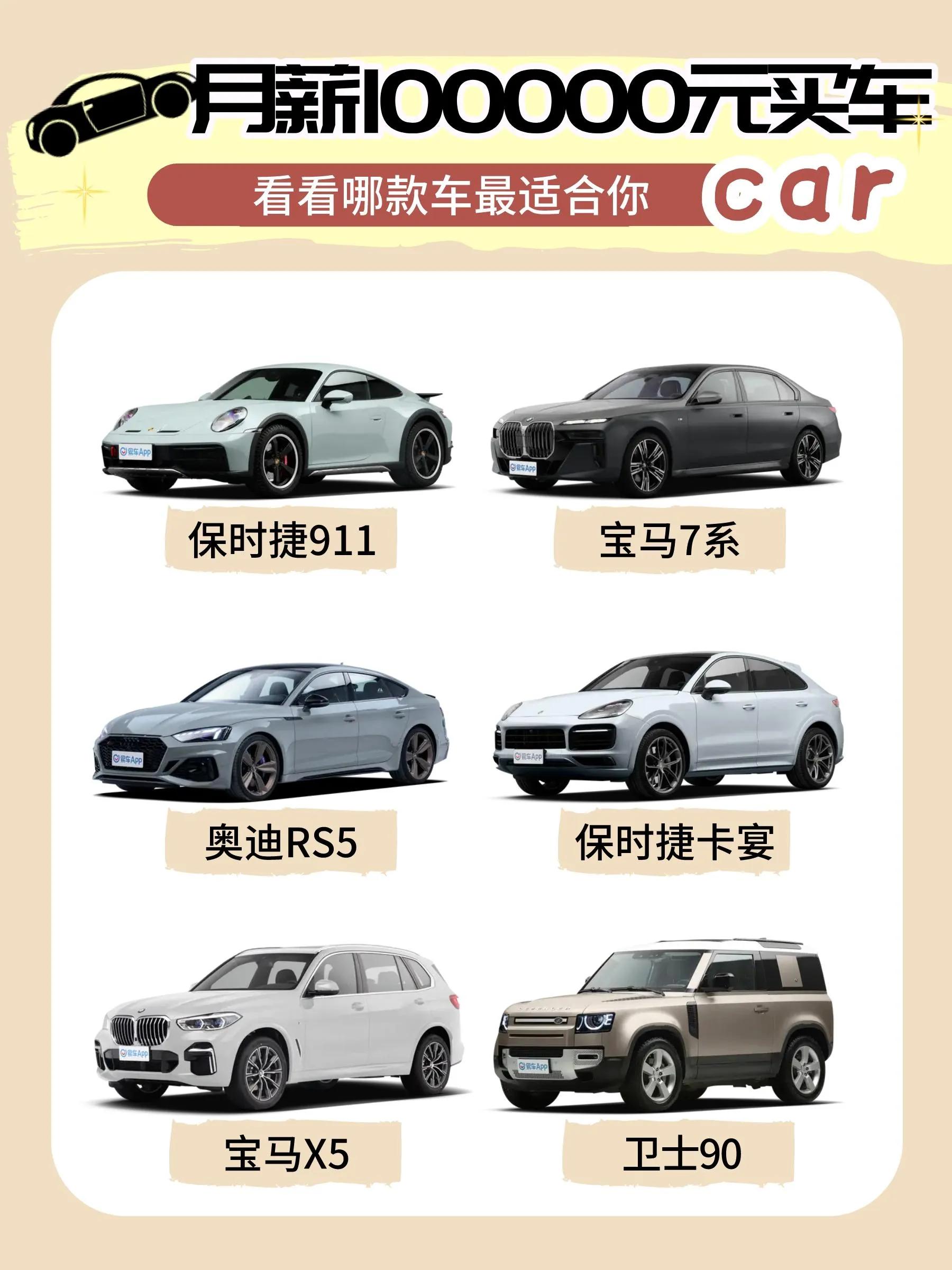 月薪1w家里面提供10w买什么车,月薪十万买什么车最合适