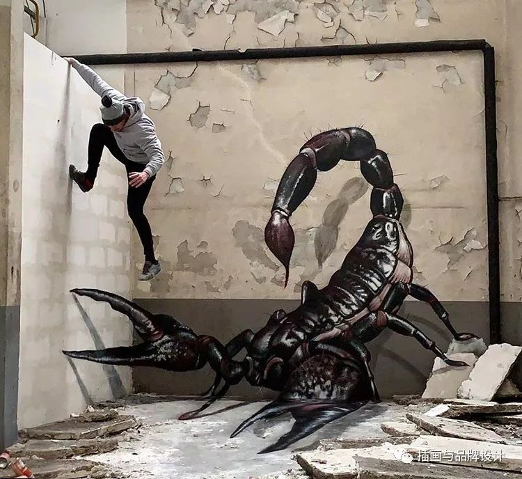 超震撼的墙绘,有视觉冲击感极简的墙绘