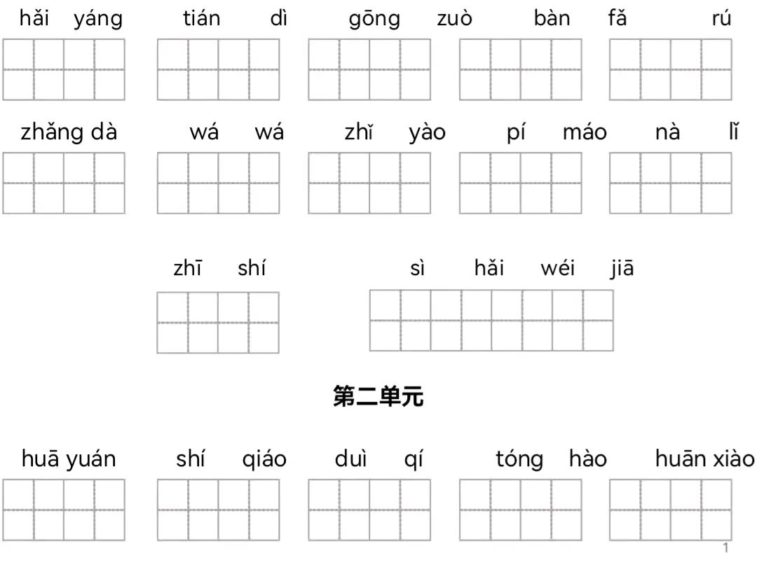 二年级下册语文第一单元重点归纳,语文二年级下册第一单元知识要点