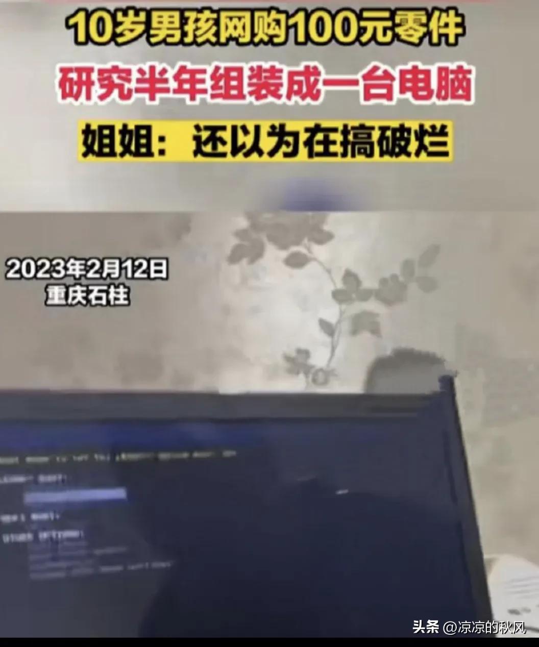 十岁男孩100元网购组装电脑,一男孩在网上花100元组装电脑