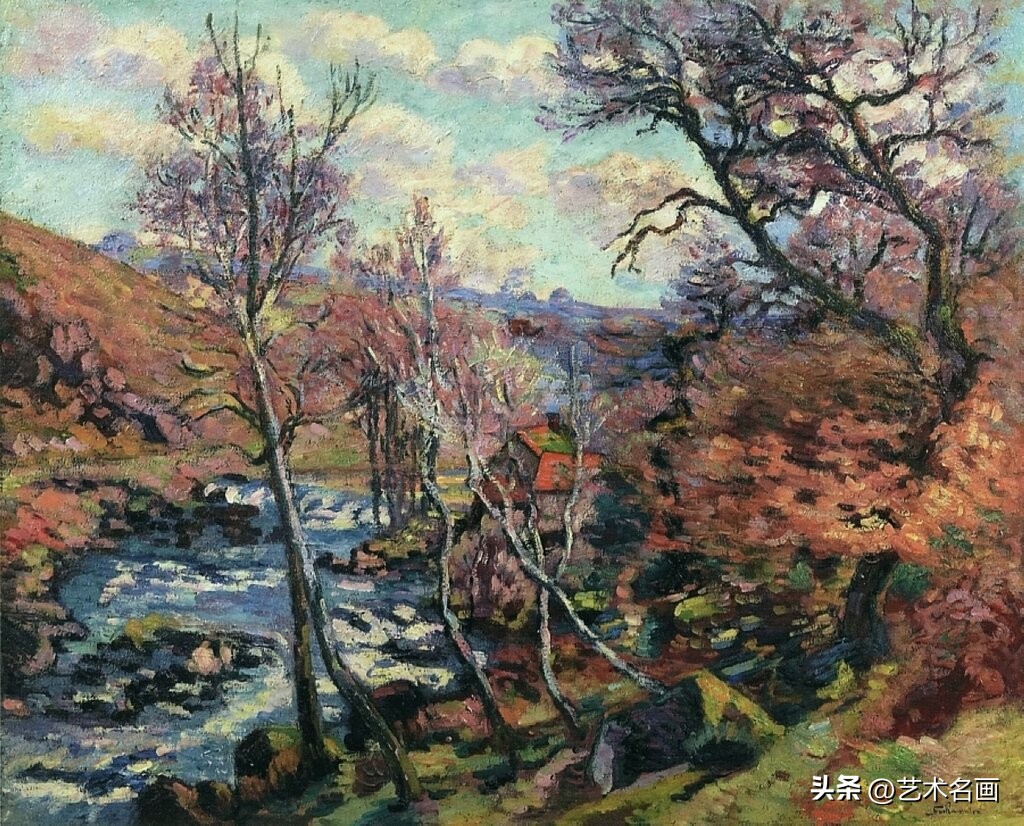 美国印象派大师春天的风景画,色彩丰富的印象派