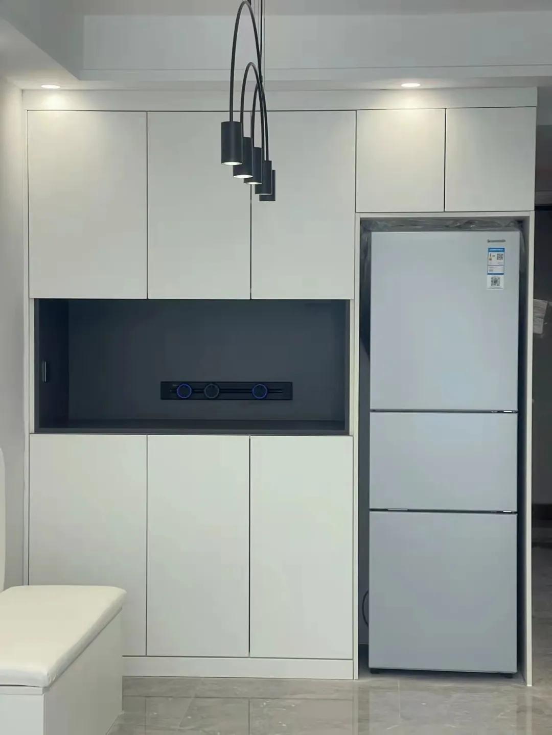 冰箱嵌入餐边柜深度多少才适合,冰箱嵌入餐边柜靠里还是靠外