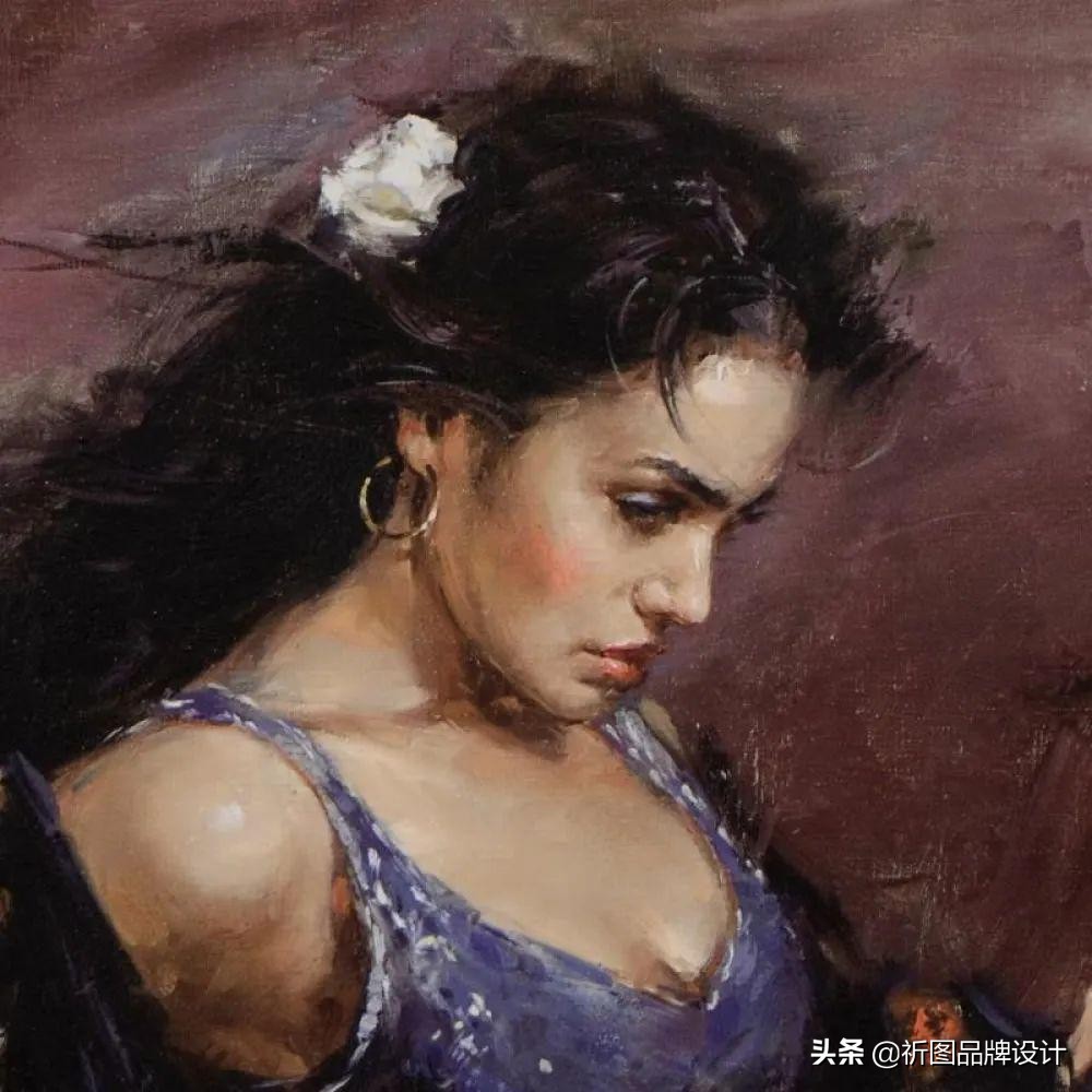 奔放狂野的舞者被安德鲁用画笔表现出来，腰窝突显的美背人体油画