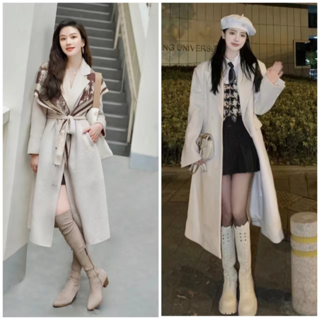 大衣搭长靴优雅阔太,大衣配长靴显矮
