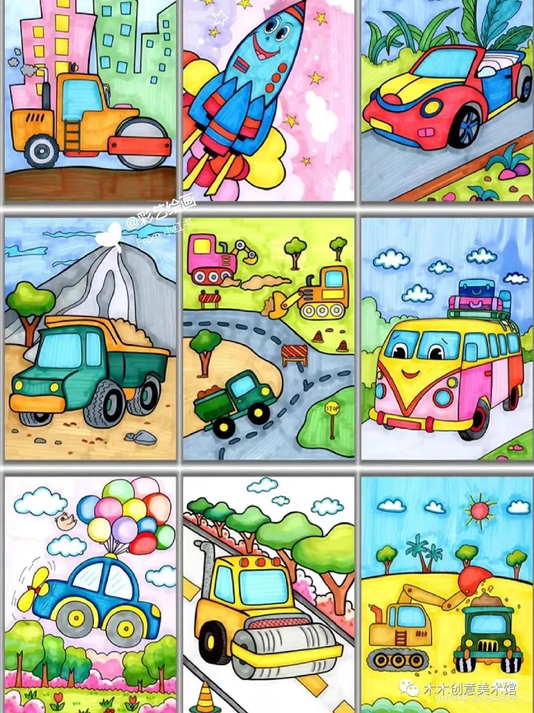 手绘临摹素材1000例马克笔儿童画,24色马克笔画画教程简单儿童