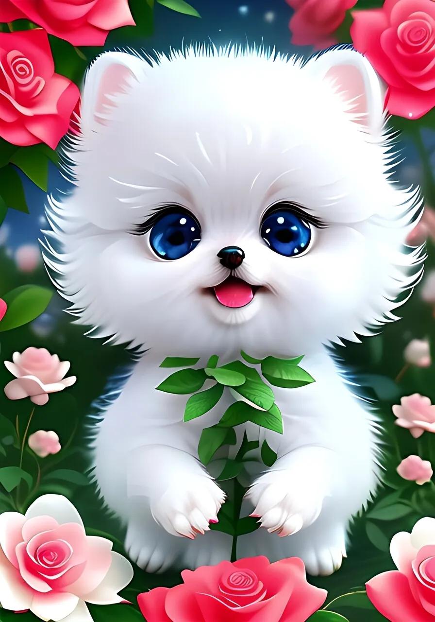 博美可爱的狗狗,白色的博美狗狗长大之后有多帅