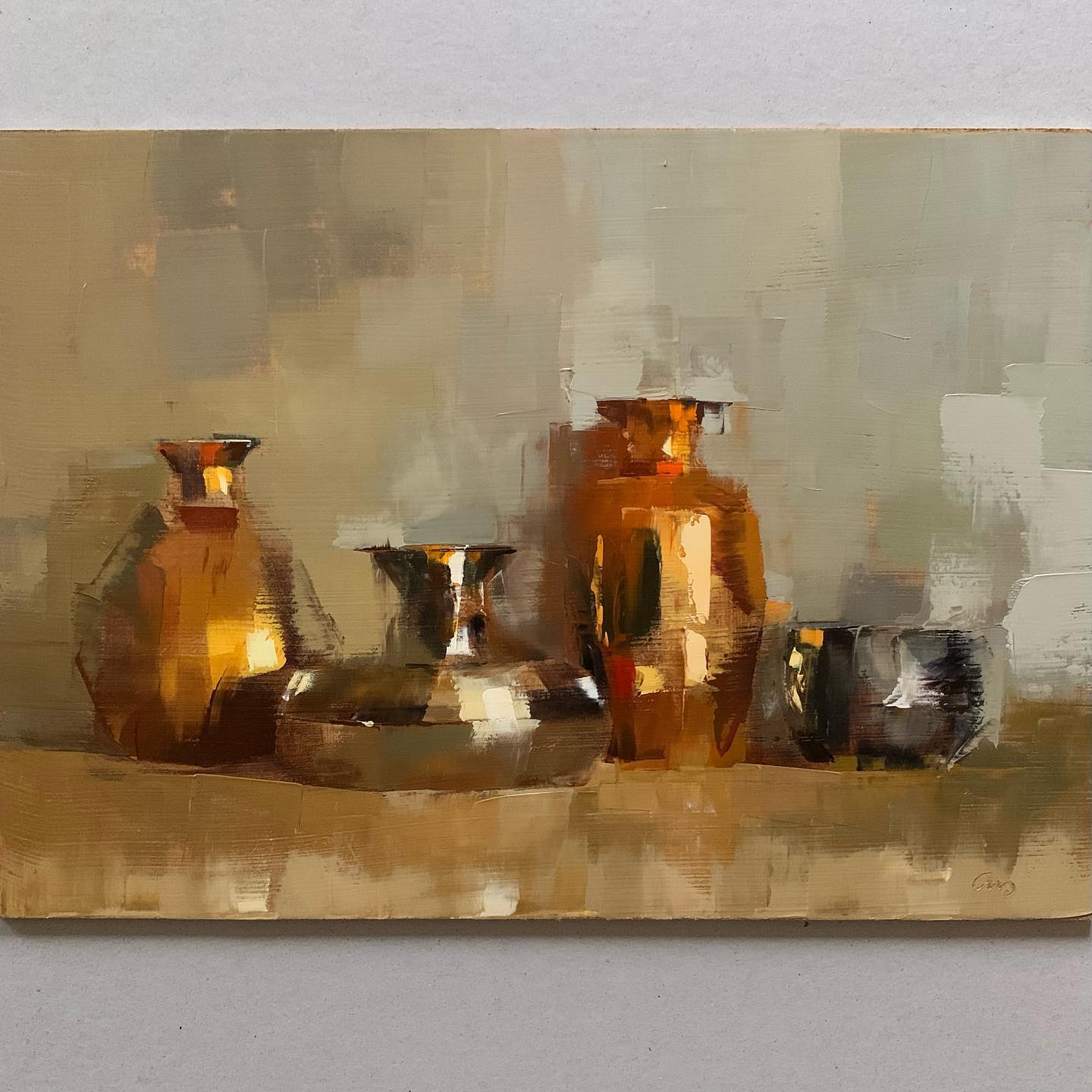 大色块静物油画,油画静物花卉色块