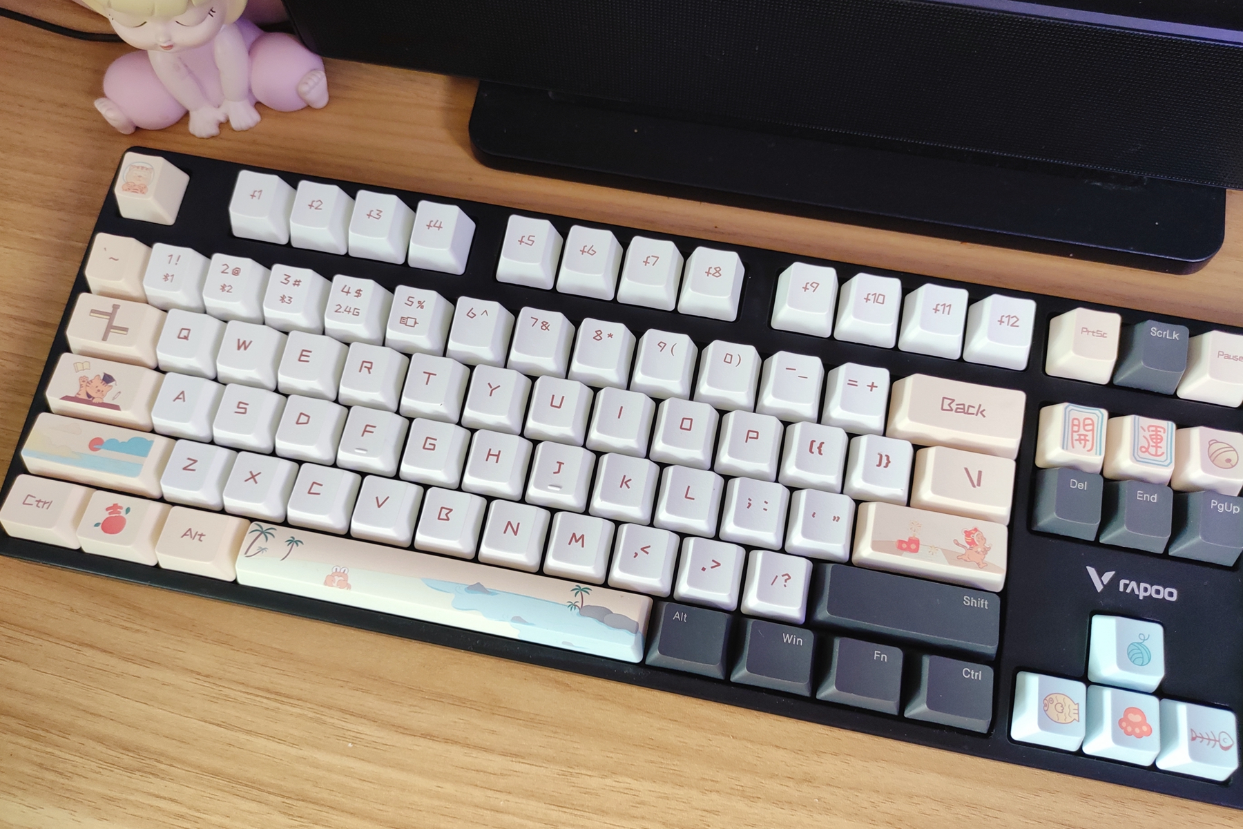 可爱喵喵假期键帽，无限炫彩耳机支架/鼠标垫，雷柏让桌面更完美