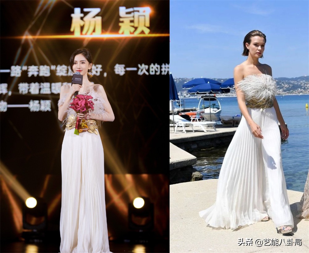 汤唯穿白色抹胸晚礼服,戛纳红毯撞衫范冰冰