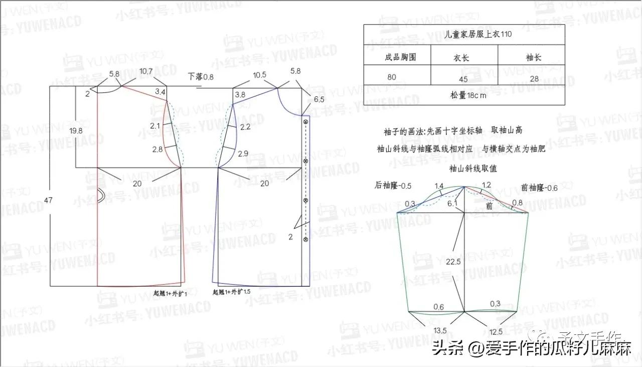 儿童家居服上衣裁剪图,儿童冬款家居服裁剪教程