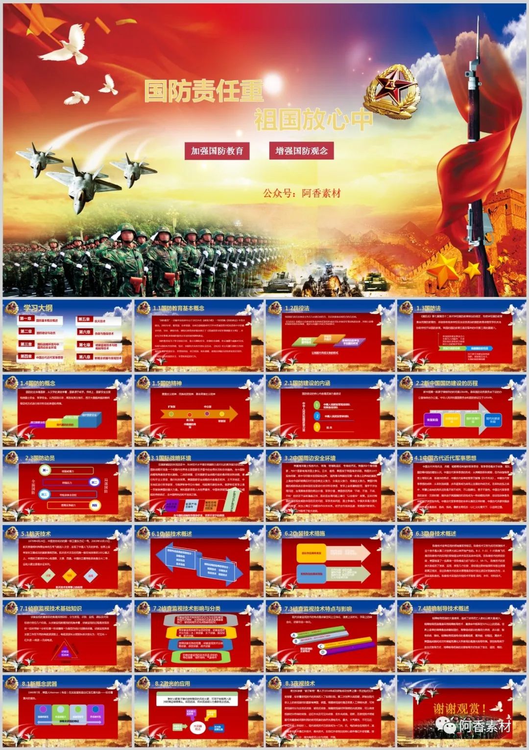 国防教育PPT演示,国防教育主题班会ppt图片免费