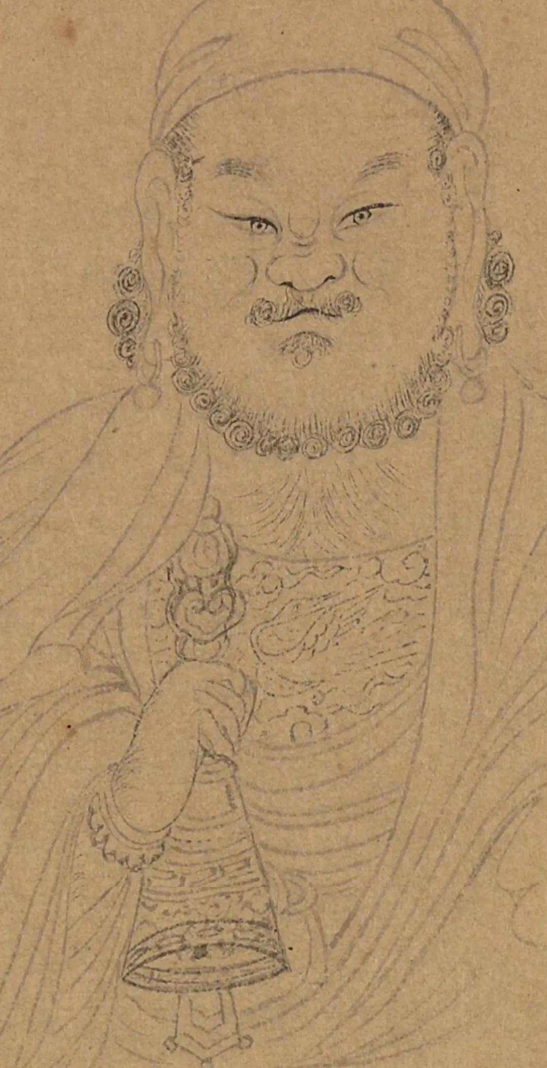 白描十八罗汉图片高清大图,清李公麟白描十八罗汉图