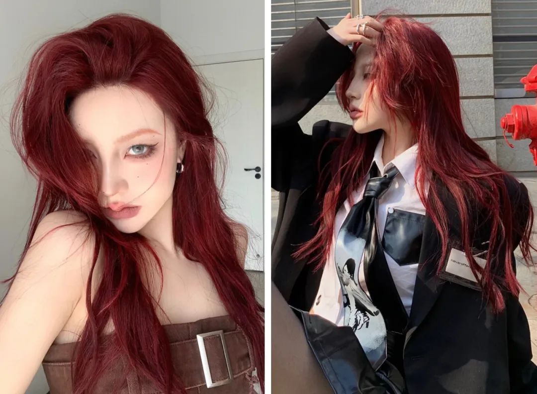 染完黑发以为很有气质,染红发颜值