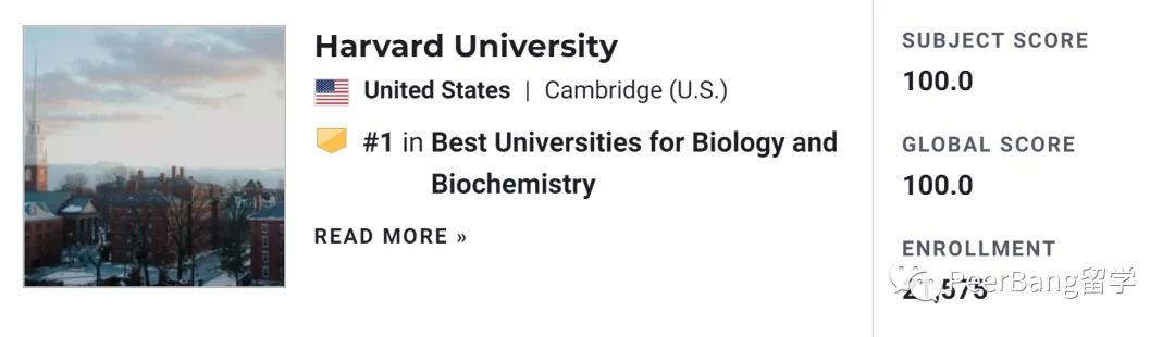 全球生物系大学排名前十,生物化学专业世界前100名大学