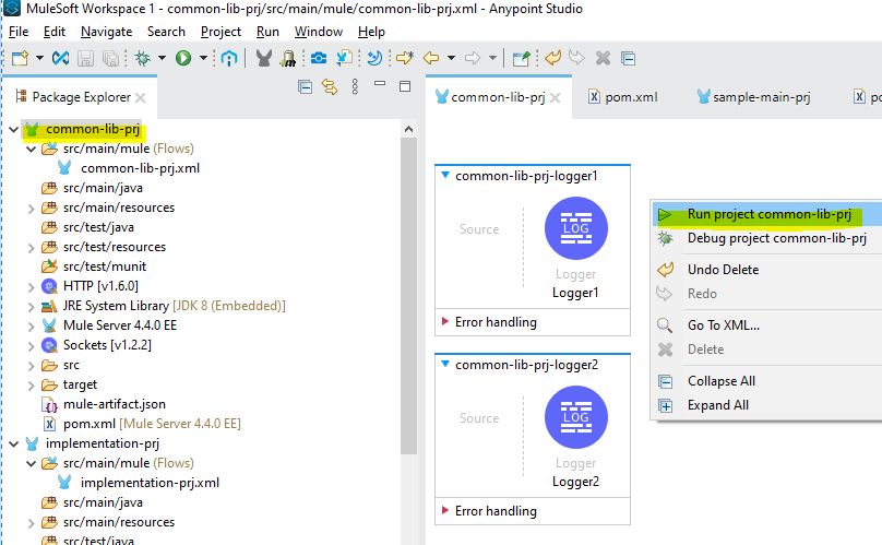 如何在Mule4中配置通用流程以重用通用功能