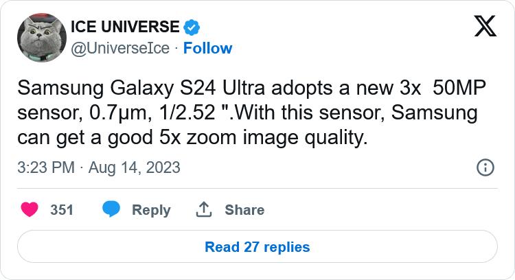 GalaxyS24超3倍变焦相机细节曝光传感器更大分辨率达5000万像素